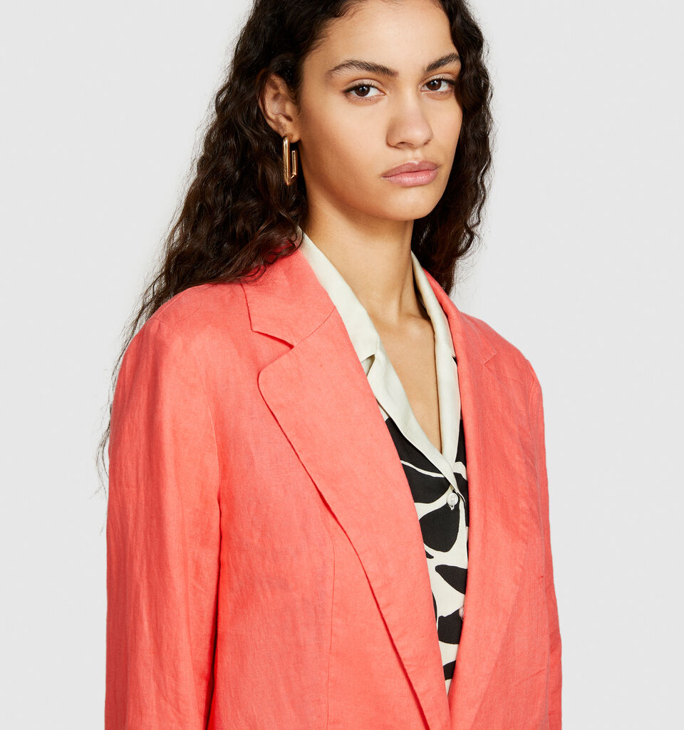 100% linen blazer - women's blazers - Coral | Sisley image number 5